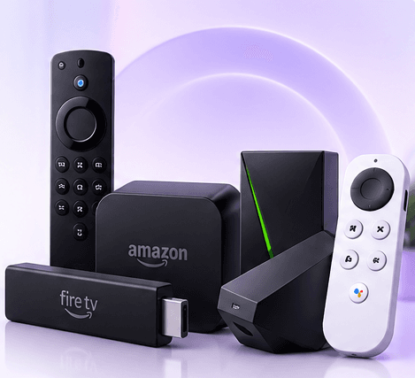 Streaming sticks and TV boxes with their remote controls